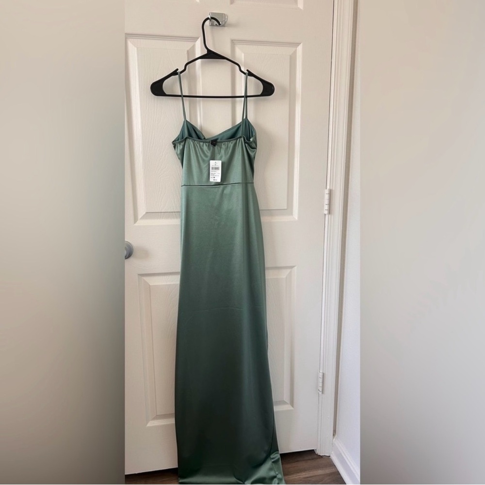 Windsor Hunter Satin Maxi Dress Size Small - Dark Sage Green - Picture 3 of 6